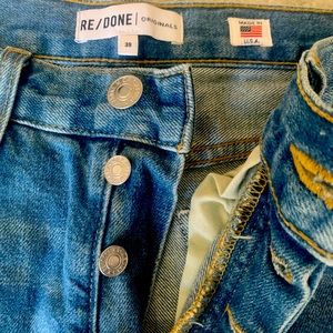 Re/done Straight Leg Patchwork Jeans